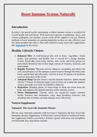 Strengthen Your Immune System Naturally with Saptamrit