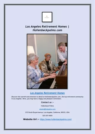 Los Angeles Retirement Homes | Hollenbeckpalms.com