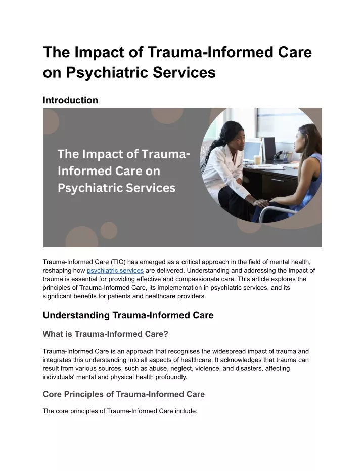 the impact of trauma informed care on psychiatric