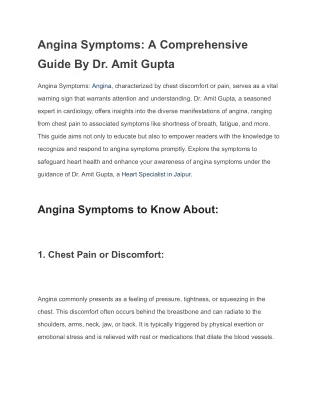 angina symptoms a comprehensive