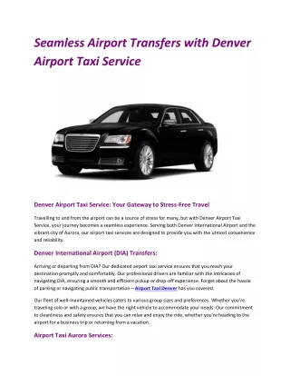 Seamless Airport Transfers with Denver Airport Taxi Service