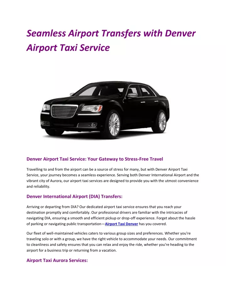 seamless airport transfers with denver airport