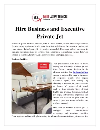 Hire Business and Executive Private Jet