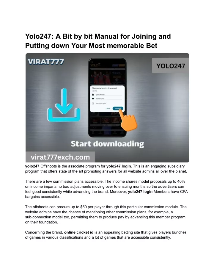 yolo247 a bit by bit manual for joining