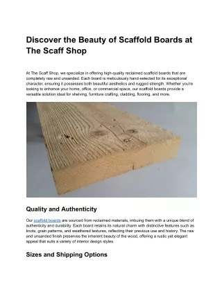 Discover the Beauty of Scaffold Boards at The Scaff Shop