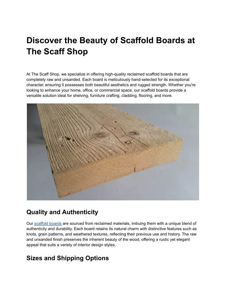 discover the beauty of scaffold boards