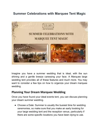 Summer Celebrations with Marquee Tent Magic