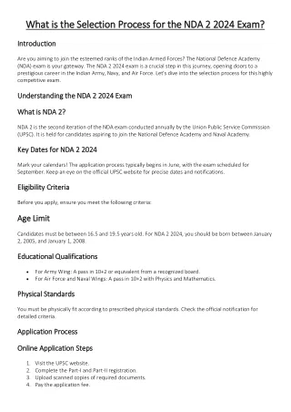 Selection Process for the NDA 2 2024 Exam