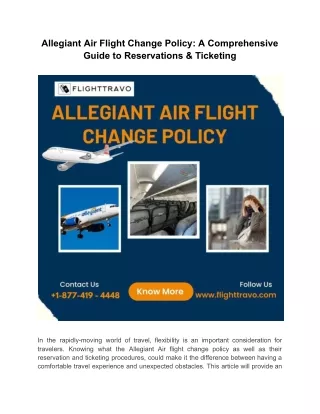 Allegiant Air Flight Change Policy