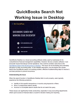 quickbooks search not working issue in desktop