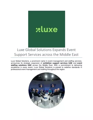 Luxe Global Solutions Expands Event Support Services across the Middle East