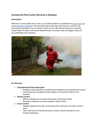 Commercial Pest Control Services in Kashipur