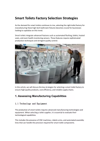 Smart Toilets Factory Selection Strategies