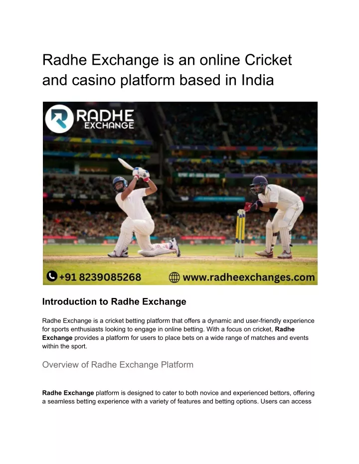 radhe exchange is an online cricket and casino