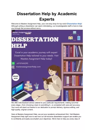 Dissertation Help by Academic Experts