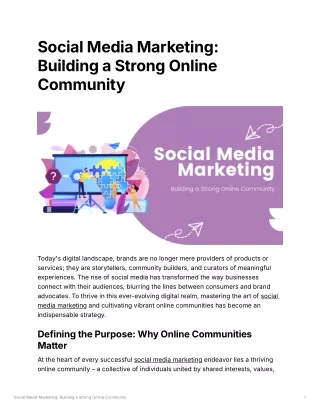 Social Media Marketing Building a Strong Online Community