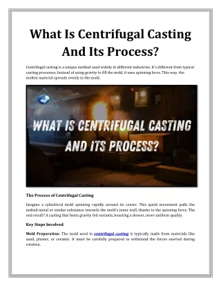 What Is Centrifugal Casting And Its Process?