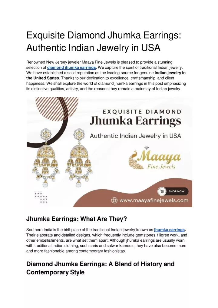 exquisite diamond jhumka earrings authentic indian jewelry in usa