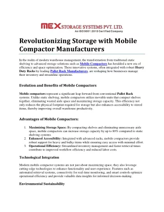 Revolutionizing Storage with Mobile Compactor Manufacturers