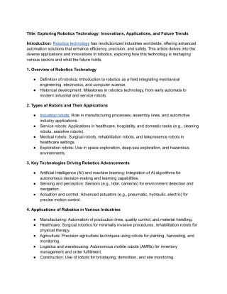 Title_ Exploring Robotics Technology_ Innovations, Applications, and Future Trends