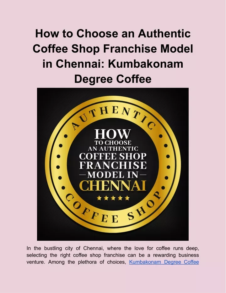 how to choose an authentic coffee shop franchise