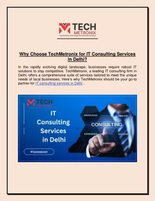 why choose techmetronix for it consulting