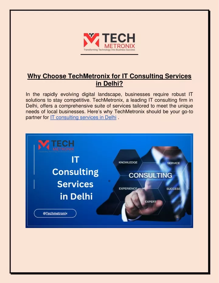 why choose techmetronix for it consulting