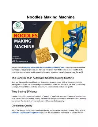 Noodles Making Machine