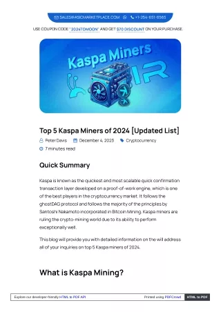 top 5 kaspa miners
