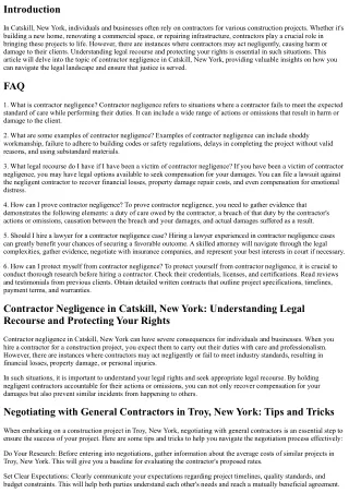 Contractor Negligence in Catskill, New York: Understanding Legal Recourse and Pr