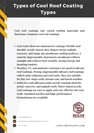 Types of Cool Roof Coating Types