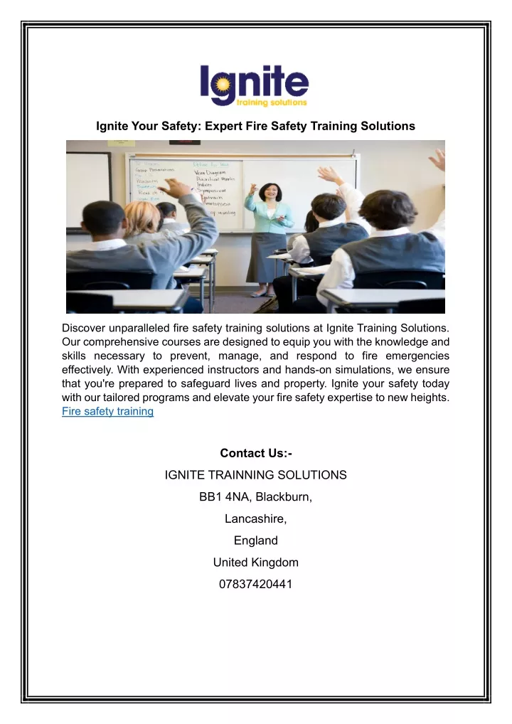 ignite your safety expert fire safety training