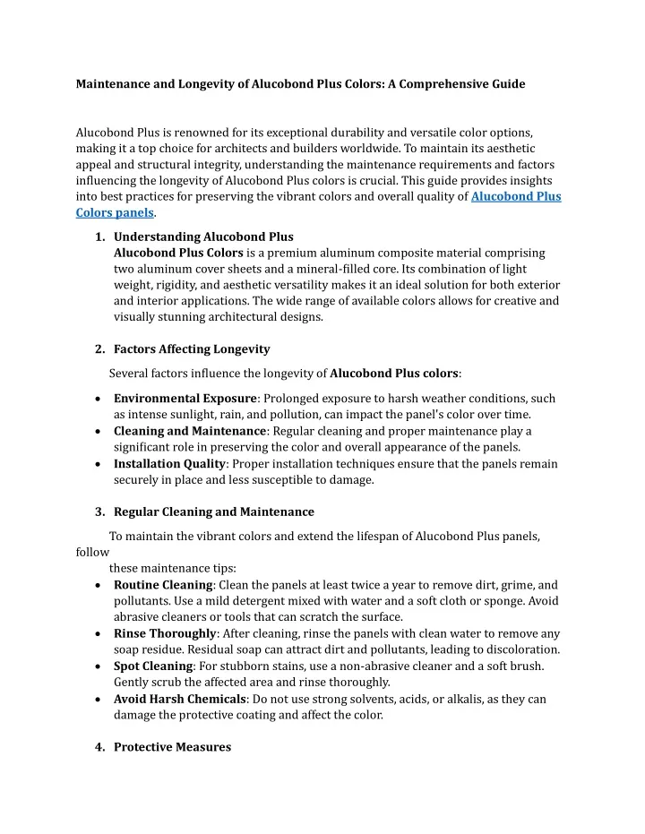 maintenance and longevity of alucobond plus