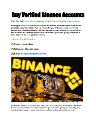 Buy Verified Binance Accounts-in 2024