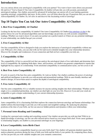 Top 10 topics you can ask our Astro Compatibility AI chatbot