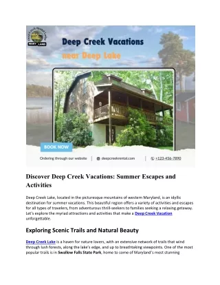 Discover Deep Creek Vacations - Summer Escapes and Activities