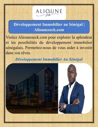 Développement Immobilier au Sénégal  Aliouneseck.com