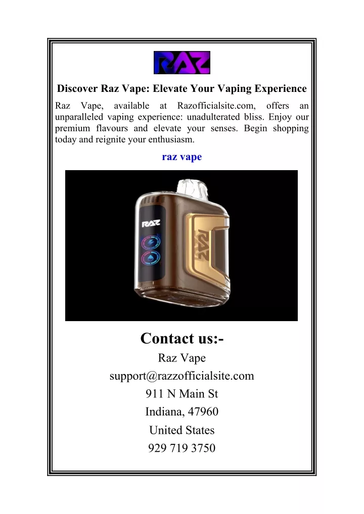 Ppt Discover Raz Vape Elevate Your Vaping Experience Powerpoint Presentation Id13374475 6180