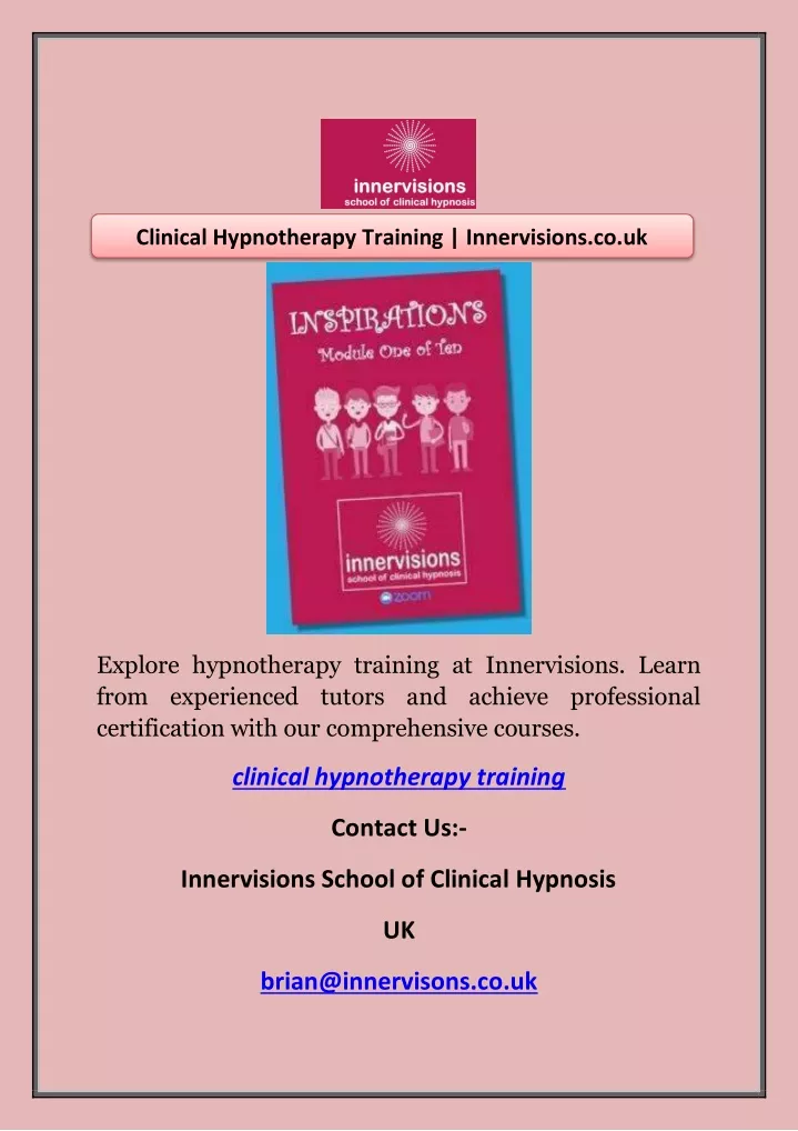 clinical hypnotherapy training innervisions co uk