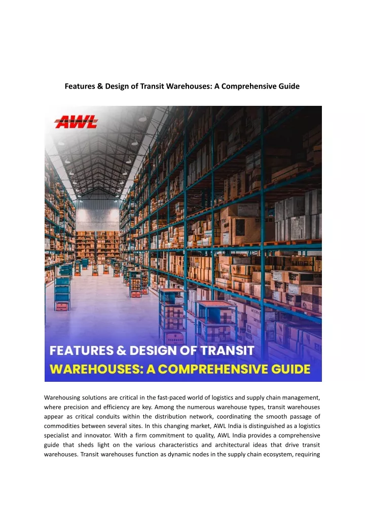 features design of transit warehouses