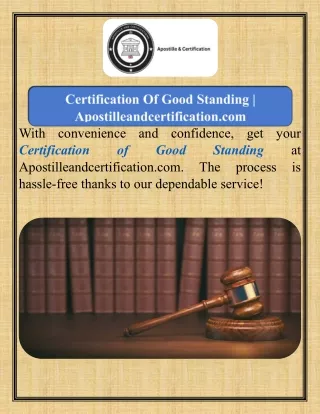 Certification Of Good Standing   Apostilleandcertification.com