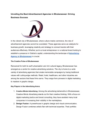 Unveiling the Best Advertisement Agencies in Bhubaneswar_ Driving Business Success (1)
