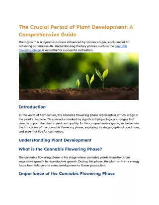 The Crucial Period of Plant Development | A Comprehensive Guide