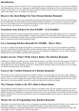The High-Cost Elements of a Kitchen Remodel Explained