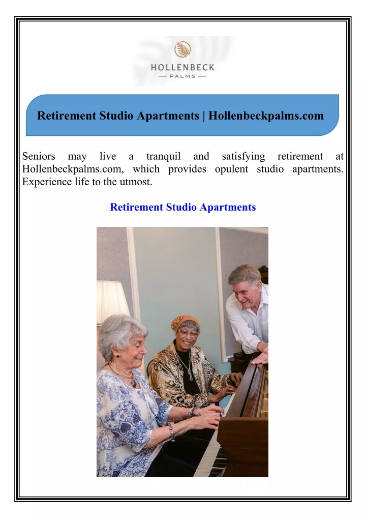 retirement studio apartments hollenbeckpalms com