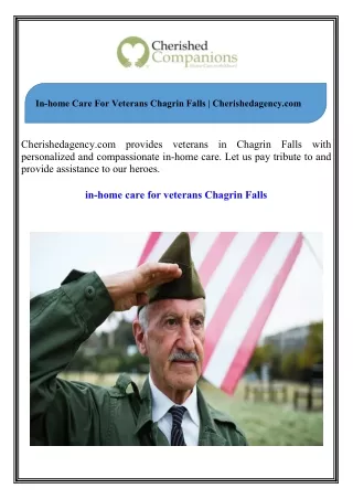 In-home Care For Veterans Chagrin Falls Cherishedagency.com