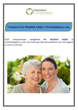 Caregivers For Disabled Adults Cherishedagency.com