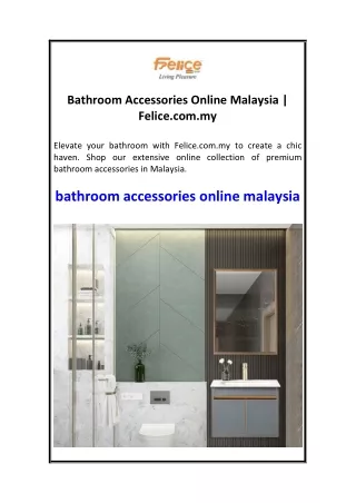 Bathroom Accessories Online Malaysia  Felice.com.my