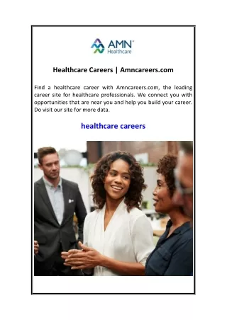 Healthcare Careers  Amncareers.com