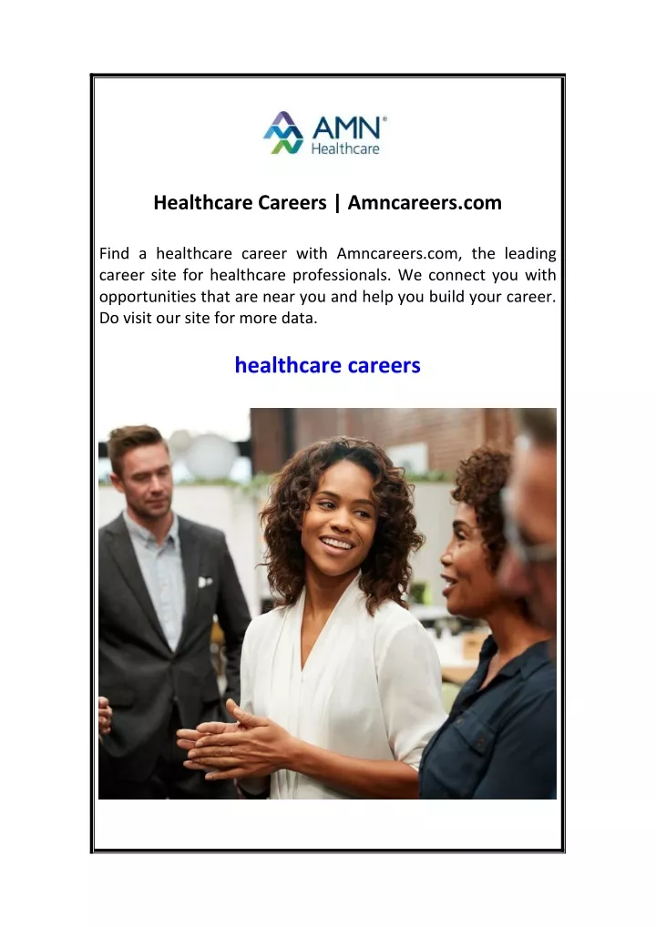 healthcare careers amncareers com